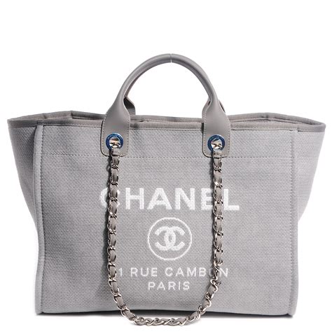 chanel canvas deauville large tote grey|Chanel deauville tote size comparison.